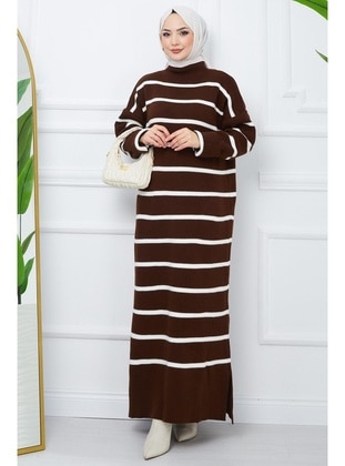 Brown - Modest Dress - Hafsa Mina