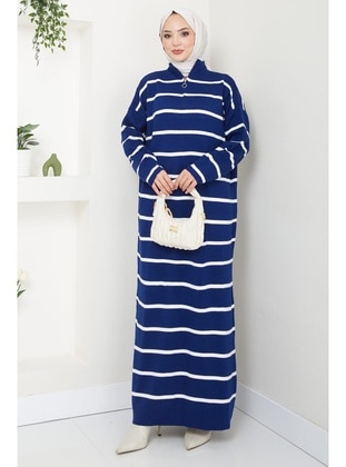 Navy Blue - Modest Dress - Hafsa Mina