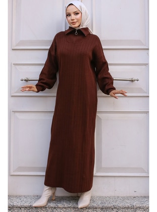 Brown - Knit Dresses - Benguen