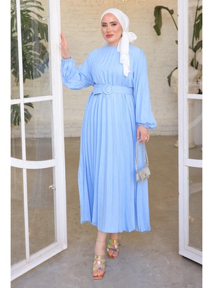 Baby Blue - Unlined - Modest Dress - İmaj Butik