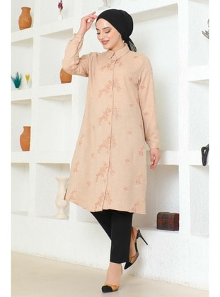 Beige - Plus Size Tunic - İmaj Butik