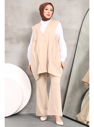 Beige - Unlined - Suit - İmaj Butik