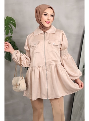 Beige - Fully Lined - Jacket - İmaj Butik