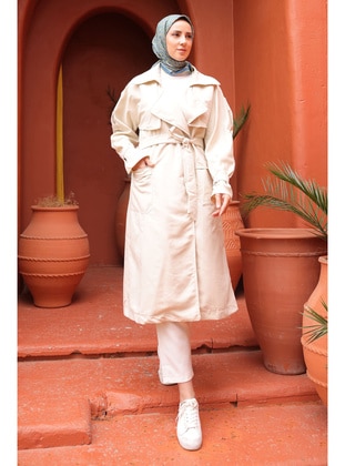 Beige - Fully Lined - Trench Coat - İmaj Butik