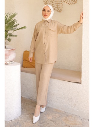 Beige - Unlined - Suit - İmaj Butik