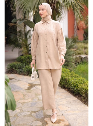 Beige - Unlined - Suit - İmaj Butik