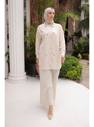 Beige - Unlined - Suit - İmaj Butik