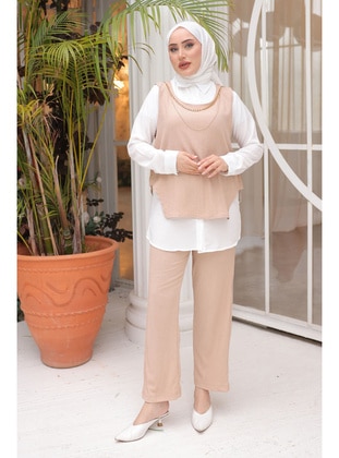 Beige - Unlined - Suit - İmaj Butik