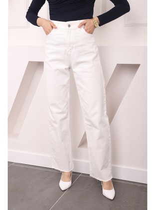 White - Denim Trousers - İmaj Butik