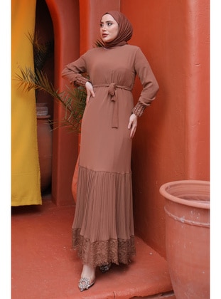 Camel - Fully Lined - Modest Dress - İmaj Butik