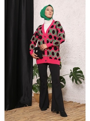 İmaj Butik Fuchsia Knit Cardigan