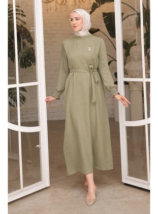 Khaki - Unlined - Modest Dress - İmaj Butik