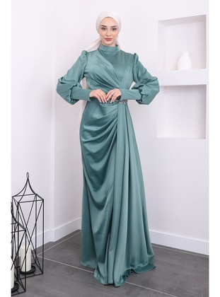 Khaki - Unlined - Modest Evening Dress - İmaj Butik