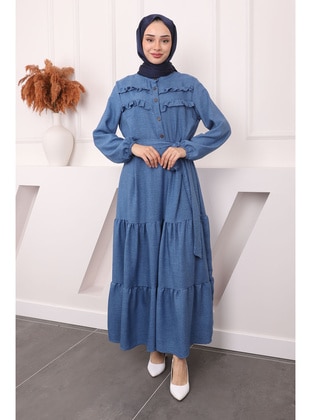 Indigo - Unlined - Modest Dress - İmaj Butik