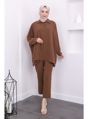 Milky Brown - Unlined - Suit - İmaj Butik