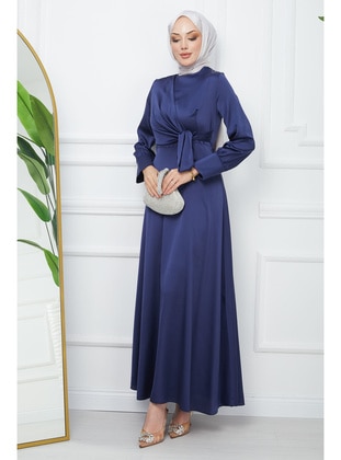 Navy Blue - Unlined - Modest Evening Dress - İmaj Butik