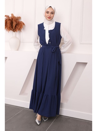 Navy Blue - Unlined - Modest Dress - İmaj Butik