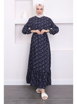 Navy Blue - Unlined - Modest Dress - İmaj Butik