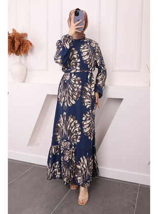 Navy Blue - Unlined - Modest Dress - İmaj Butik