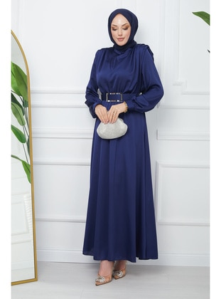 Navy Blue - Unlined - Modest Evening Dress - İmaj Butik