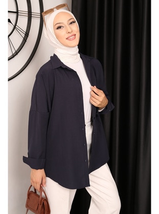 Navy Blue - Blouses - İmaj Butik