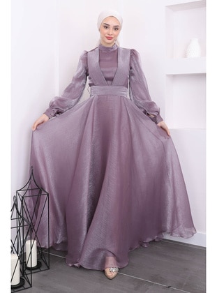 Lilac - Fully Lined - Modest Evening Dress - İmaj Butik