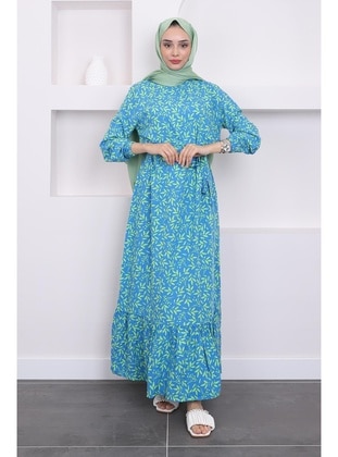 Blue - Unlined - Modest Dress - İmaj Butik