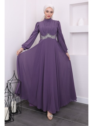 Purple - Fully Lined - Modest Evening Dress - İmaj Butik