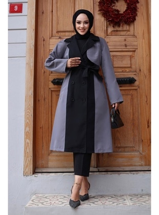 Grey - Trench Coat - Misskayle