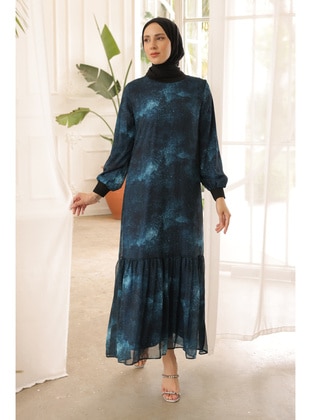 Petrol - Fully Lined - Modest Dress - İmaj Butik