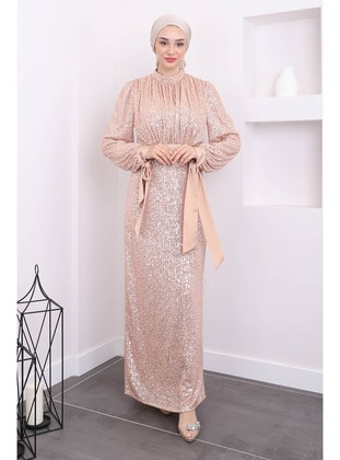 Powder Pink - Unlined - Modest Evening Dress - İmaj Butik