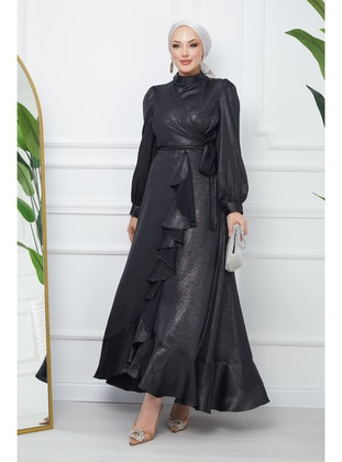 Black - Unlined - Modest Evening Dress - İmaj Butik