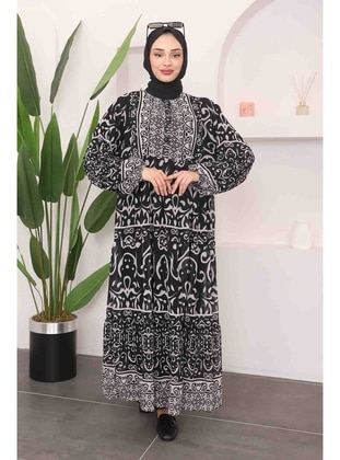 Black - Fully Lined - Modest Dress - İmaj Butik