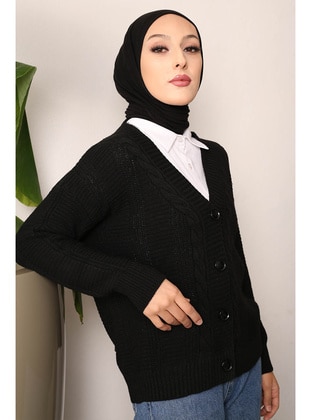 Black - Knit Cardigan - İmaj Butik