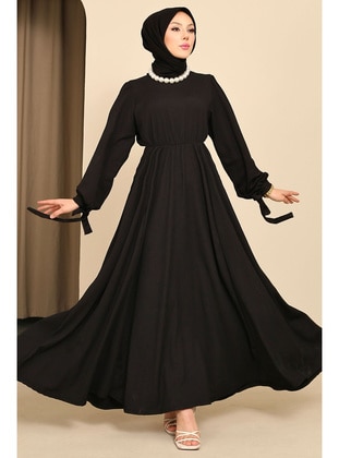 Black - Unlined - Modest Dress - İmaj Butik