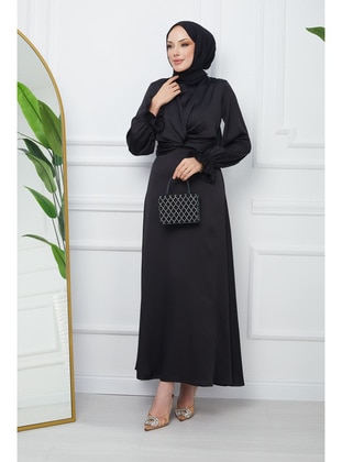 Black - Unlined - Modest Evening Dress - İmaj Butik