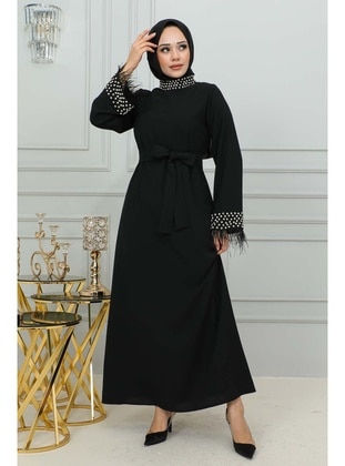 Black - Fully Lined - Modest Evening Dress - İmaj Butik