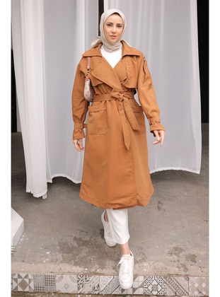 Tan - Fully Lined - Trench Coat - İmaj Butik