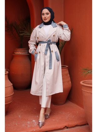 Stone Color - Unlined - Trench Coat - İmaj Butik