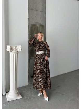 Brown - Modest Dress - Olcay