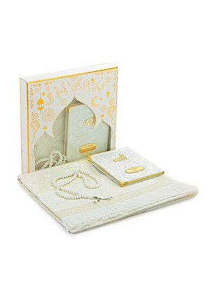 White - Printed - Prayer Mat - İhvan