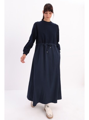 Navy Blue - Crew neck - Modest Dress - ALLDAY