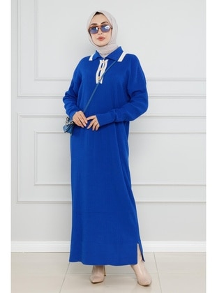 Saxe Blue - Knit Dresses - Sevitli