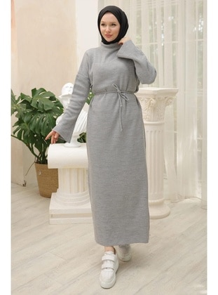 Grey - Modest Dress - Hafsa Mina