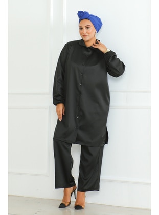 Black - Plus Size Suit - Maymara