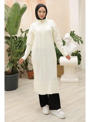 White - Knit Tunics - Hafsa Mina