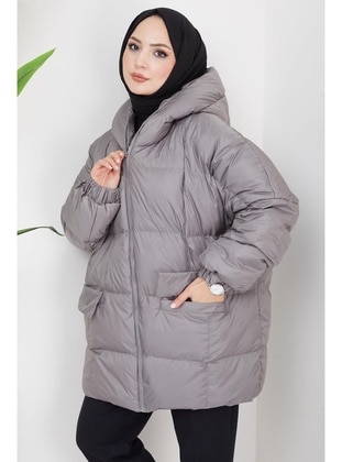 Smoke Color - Puffer Jackets - Hafsa Mina