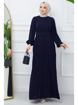 Navy Blue - Modest Dress - Hafsa Mina