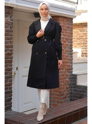 Black - Trench Coat - Hafsa Mina