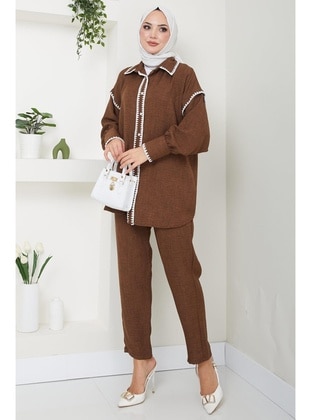 Brown - Suit - Hafsa Mina